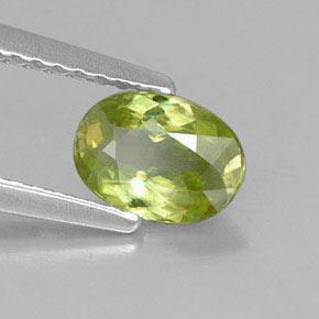 0.76 ct Green Sphene Gemstone, Sphene Gem in Oval Facet Shape for Sale.