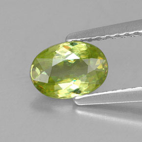0.76 ct Green Sphene Stone, Natural Sphene in Oval Facet Shape for Sale