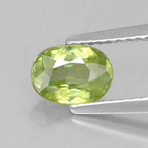 1.07 ct Green Sphene Gemstone, Sphene Gem in Oval Facet Shape for Sale.