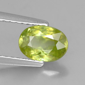 0.88 ct Green Sphene Stone, Natural Sphene in Oval Facet Shape for Sale