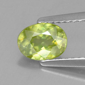0.81 ct Green Sphene Gemstone, Sphene Gem in Oval Facet Shape for Sale.