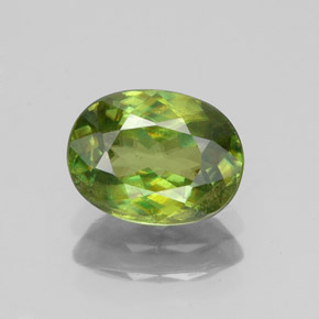 1.52 ct Green Sphene Gemstone, Sphene Gem in Oval Facet Shape for Sale.