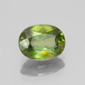 1.52 ct Green Sphene Stone, Natural Sphene in Oval Facet Shape for Sale