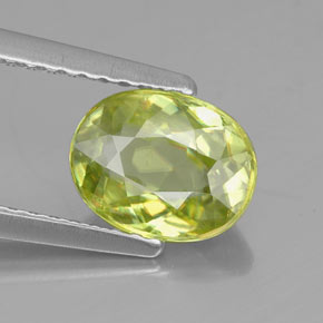 1.52 ct Green Sphene Stone, Natural Sphene in Oval Facet Shape for Sale