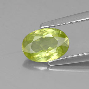 0.80 ct Green Sphene Gemstone, Sphene Gem in Oval Facet Shape for Sale.