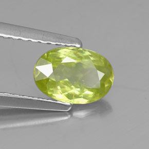 0.80 ct Green Sphene Stone, Natural Sphene in Oval Facet Shape for Sale
