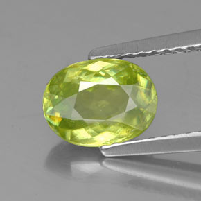 1.54 ct Green Sphene Gemstone, Sphene Gem in Oval Facet Shape for Sale.