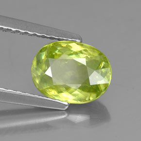 1.54 ct Green Sphene Stone, Natural Sphene in Oval Facet Shape for Sale