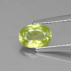 0.84 ct Green Sphene Gemstone, Sphene Gem in Oval Facet Shape for Sale.
