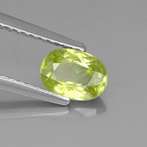 0.84 ct Green Sphene Stone, Natural Sphene in Oval Facet Shape for Sale