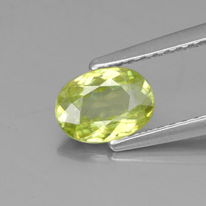 0.81 ct Green Sphene Gemstone, Sphene Gem in Oval Facet Shape for Sale.