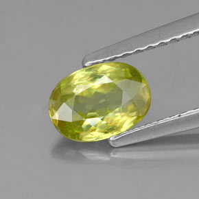 0.85 ct Green Sphene Gemstone, Sphene Gem in Oval Facet Shape for Sale.