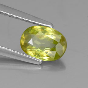0.85 ct Green Sphene Stone, Natural Sphene in Oval Facet Shape for Sale