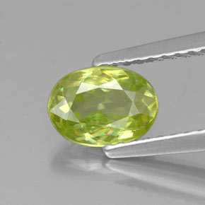 0.85 ct Green Sphene Gemstone, Sphene Gem in Oval Facet Shape for Sale.