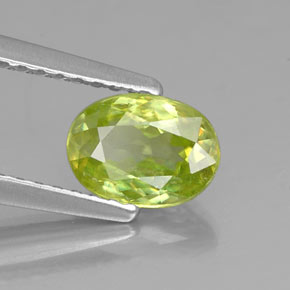 0.85 ct Green Sphene Stone, Natural Sphene in Oval Facet Shape for Sale