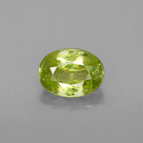 1.05 ct Green Sphene Gemstone, Sphene Gem in Oval Facet Shape for Sale.