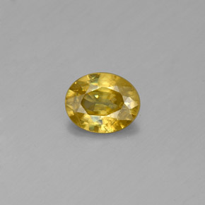 0.54 ct Yellow Sphene Gemstone, Sphene Gem in Oval Facet Shape for Sale.