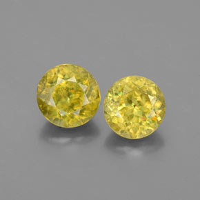 1.28 ct Green Sphene Gemstone, Sphene Gem in Round Facet Shape for Sale.