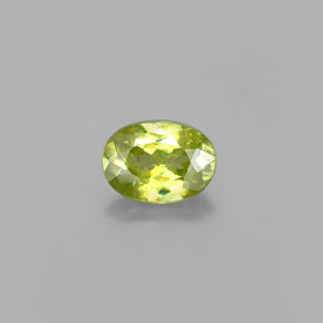 0.85 ct Green Sphene Gemstone, Sphene Gem in Oval Facet Shape for Sale.