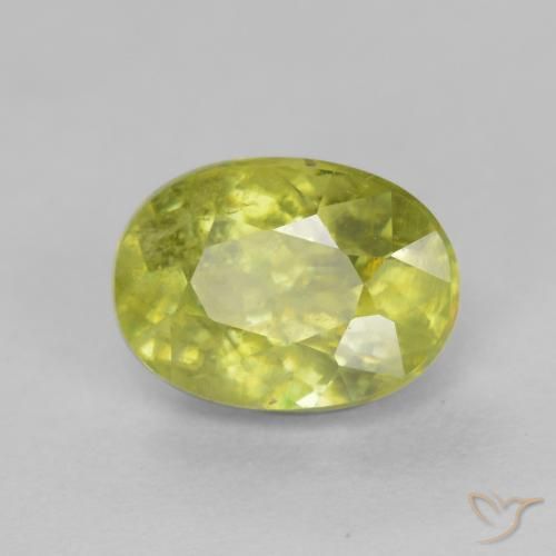 1.22 ct Yellow Sphene Stone, Natural Sphene in Oval Facet Shape for Sale