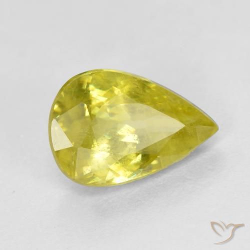 1.11 ct Yellow Sphene Stone, Natural Sphene in Pear Facet Shape for Sale