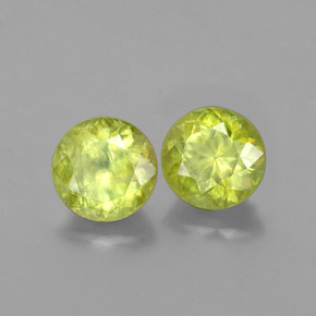 0.94 ct Green Sphene Stone, Natural Sphene in Round Facet Shape for Sale