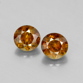 0.93 ct Orange Sphene Gemstone, Sphene Gem in Round Facet Shape for Sale.