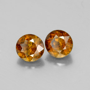 0.93 ct Orange Sphene Stone, Natural Sphene in Round Facet Shape for Sale
