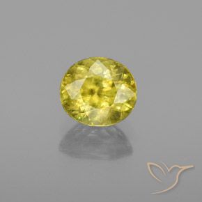 1.23 ct Yellow Sphene, 6.6 x 5.9 mm Oval Cut From Sri Lanka, Photo A