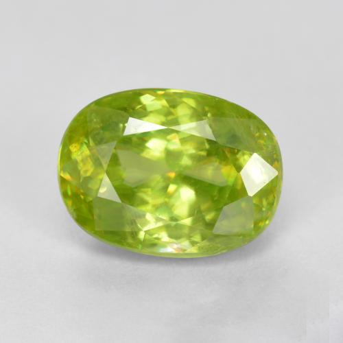 Bright Lemon Yellow Сфен Камень - 2ct Фасетный Овал (ID: 353043)
