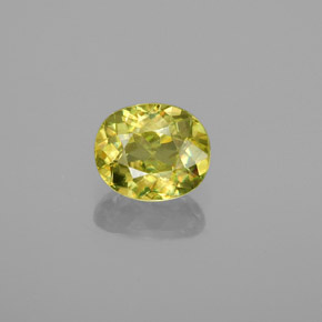 0.83 ct Green Sphene Gemstone, Sphene Gem in Oval Facet Shape for Sale.