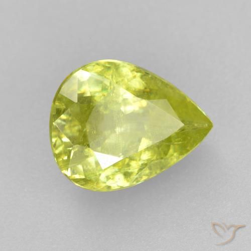 1.49 ct Yellow Sphene Stone, Natural Sphene in Pear Facet Shape for Sale