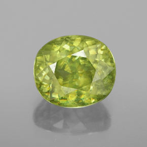 3.40 ct Green Sphene Gemstone, Sphene Gem in Oval Facet Shape for Sale.