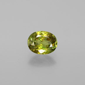 1.39 ct Green Sphene Gemstone, Sphene Gem in Oval Facet Shape for Sale.