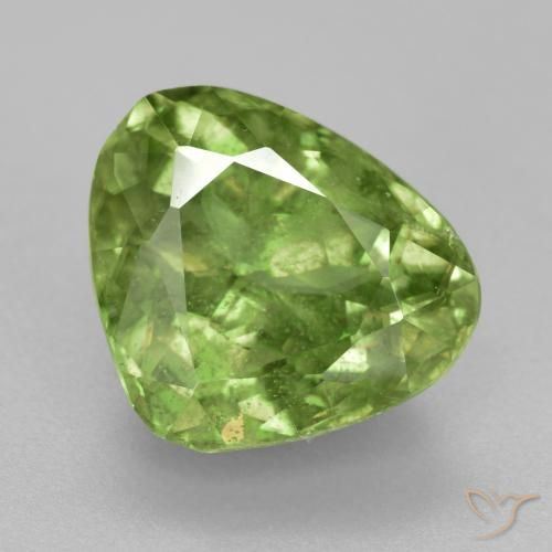 4.97 ct Green Sphene, 11.3 x 9.7 mm Pear Cut From Sri Lanka, Photo A