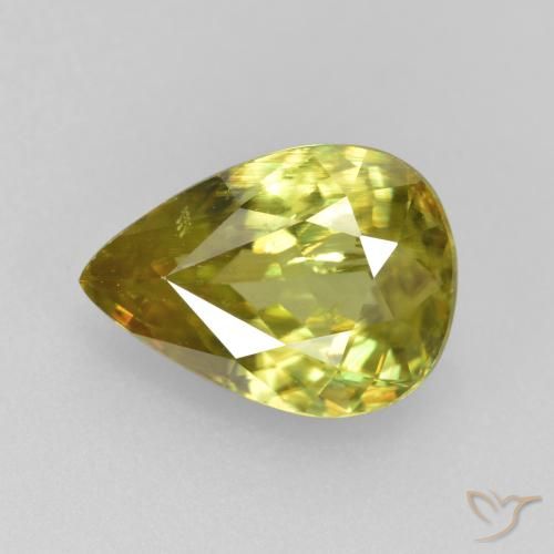 1.89 ct Green Sphene, 9.5 x 6.9 mm Pear Cut From Sri Lanka, Photo A