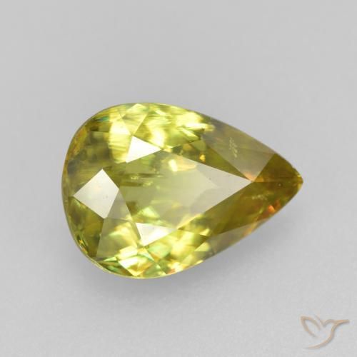 1.89 ct Green Sphene Stone, Natural Sphene in Pear Facet Shape for Sale