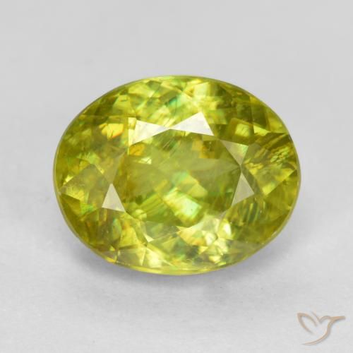 1.74 ct Yellow Sphene, 8 x 6.5 mm Oval Cut From Sri Lanka, Photo A