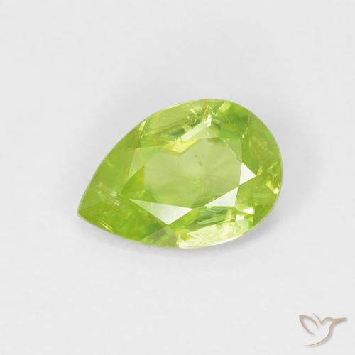 0.67 ct Yellow Sphene Gemstone, Sphene Gem in Pear Facet Shape for Sale.