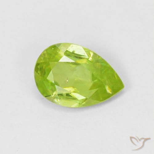 0.67 ct Yellow Sphene Stone, Natural Sphene in Pear Facet Shape for Sale