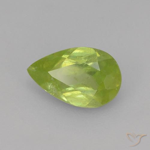 0.75 ct Yellow Sphene Stone, Natural Sphene in Pear Facet Shape for Sale