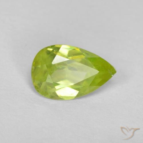 0.82 ct Yellow Sphene Stone, Natural Sphene in Pear Facet Shape for Sale
