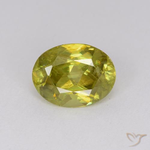 1.8 ct Yellow Sphene, 8.7 x 6.6 mm Oval Cut From Sri Lanka, Photo A
