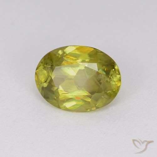 1.80 ct Yellow Sphene Stone, Natural Sphene in Oval Facet Shape for Sale