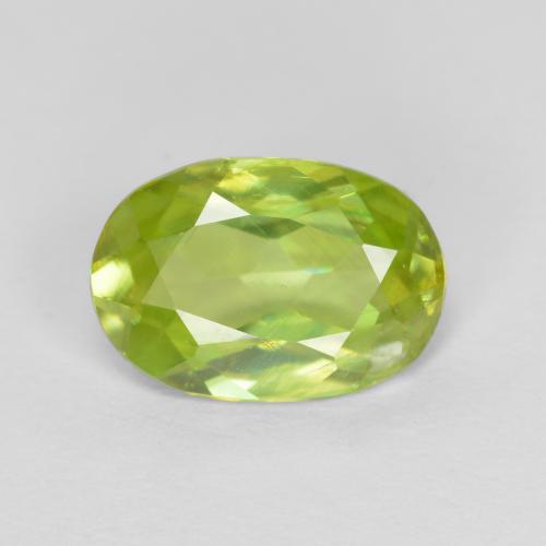 1.3ct Oval Facet Golden Green Sphene Gem for sale 1.3ct Oval Facet Golden Green Sphene Gem (ID: 391058)