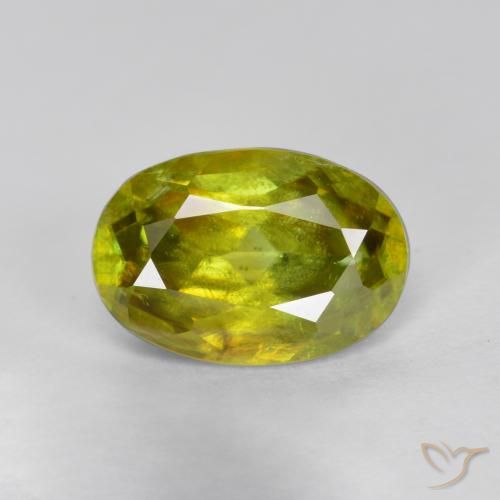 1.4 ct Yellow Sphene, 8.2 x 5.6 mm Oval Cut From Sri Lanka, Photo A