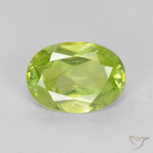 0.98 ct Green Sphene Gemstone, Sphene Gem in Oval Facet Shape for Sale.