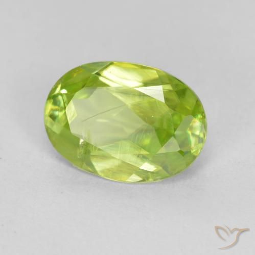 0.98 ct Green Sphene Stone, Natural Sphene in Oval Facet Shape for Sale