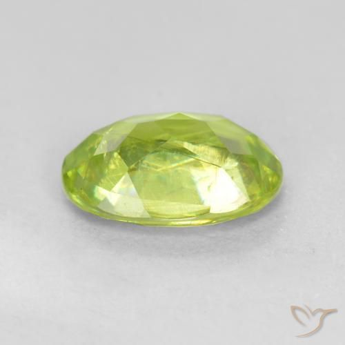 Sphene Gemstone in 7.5 x 5.4 mm Size for Sale, Sphene Stone in Lively Yellowish Green Color