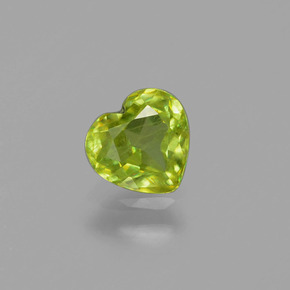 0.59 ct Green Sphene Gemstone, Sphene Gem in Heart Facet Shape for Sale.